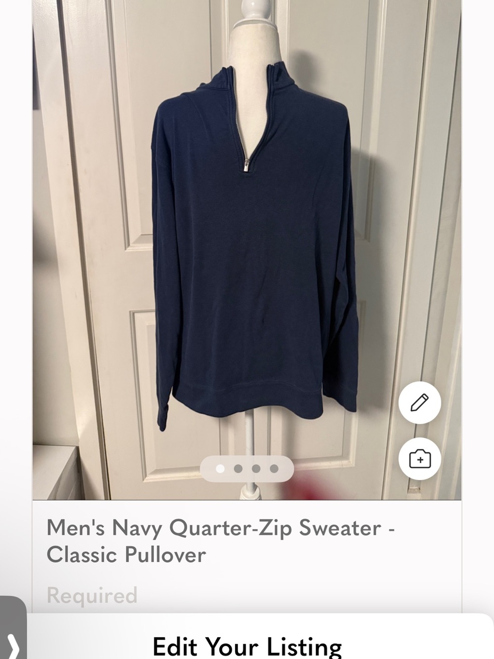 Peter Millar Navy Quarter-Zip Pullover Sweater